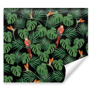 seamless tropical pattern on black background