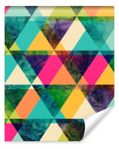 Watercolor triangles seamless pattern. Modern hipster seamless p