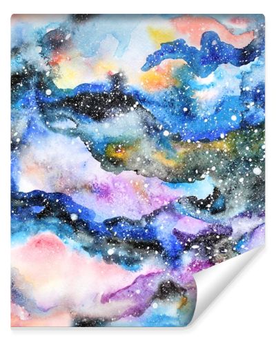 Watercolor galaxy illustration. Seamless pattern.