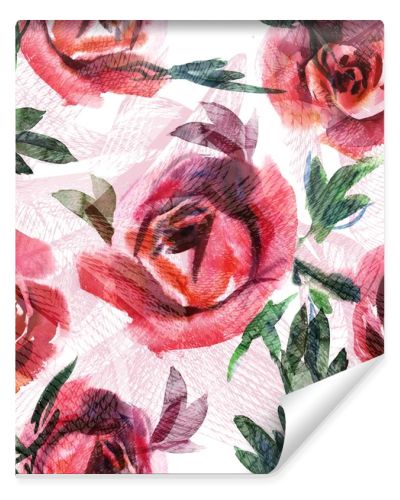 Watercolor Roses Seamless Pattern