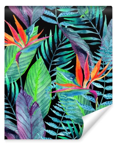 Tropical leaves seamless pattern. Floral design background.