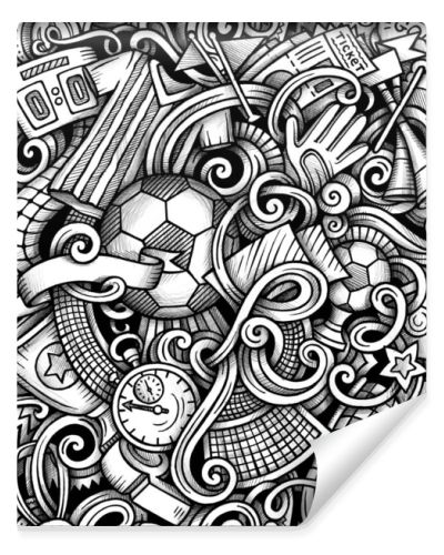 Football hand drawn doodles seamless pattern. Graphics background design.