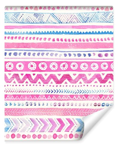 Seamless hand-drawn Watercolor Ethnic Tribal Ornamental Pattern.