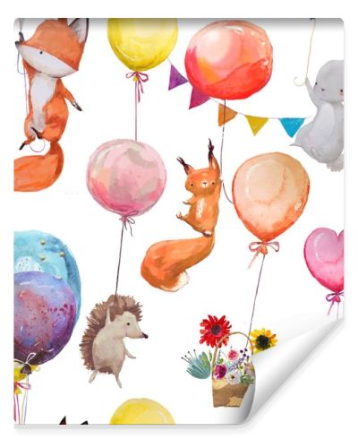 seamless pattern with animals with balloons