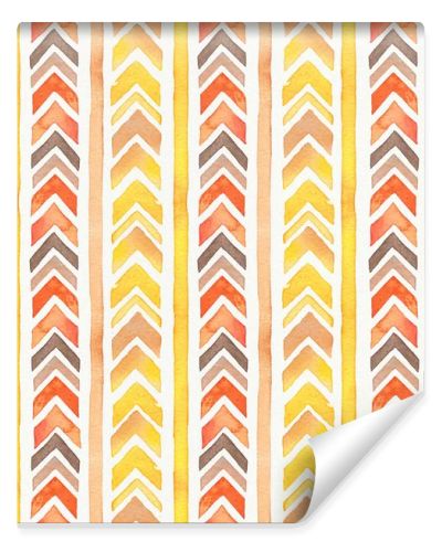 Seamless Watercolor Boho Tribal Ornamental Pattern.