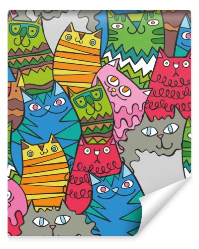 Cats. Cartoon animals. Seamless vector pattern (background).