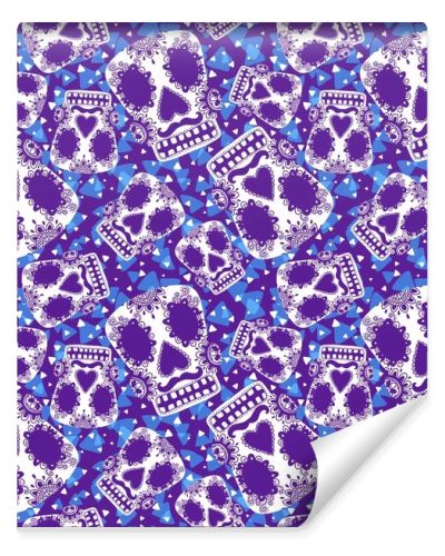 Halloween monsters seamless sculls with flower pattern for wrapping paper and fabrics and linens and fashion textiles. High quality illustration
