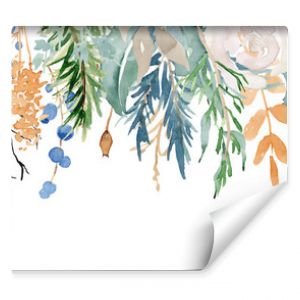 Floral winter seamless border illustration. Christmas Decoration Print Design Template