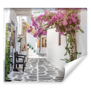 Wąska ulica z białymi domami Grecja