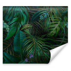 Ciemna dżungla tropikalny modny wzór powierzchni Ilustracja projektu