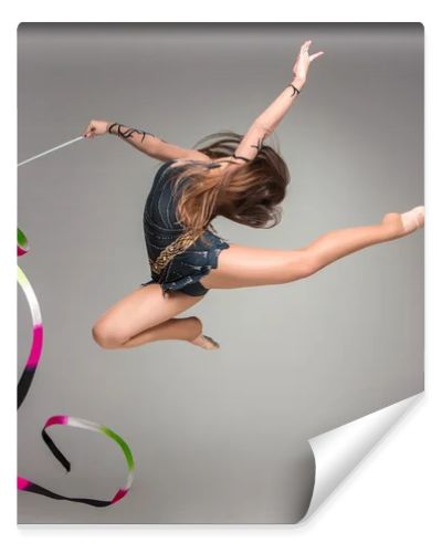 teenager doing gymnastics dance with ribbon