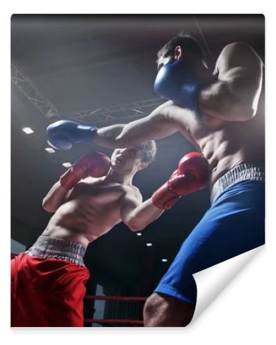 Fighting in boxing ring