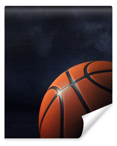 3d rendering of an orange basketball ball shown in close view in high definition on a dark background.