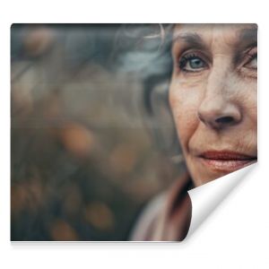 Outdoor close up portrait of beautiful 55  60 year old woman : Generative AI