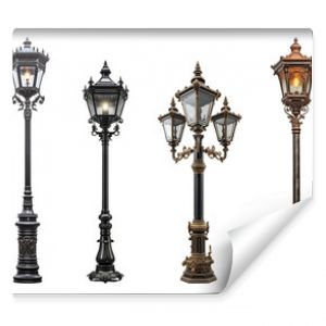 Set of antique night street lights.