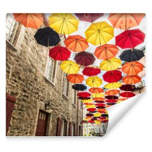 Lot of Umbrellas in Petit Champlain street Quebec city, Canada