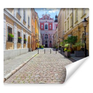 Poznan. Narrow old street with famous medieval houses.