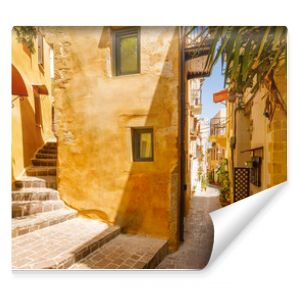 romantic alley in the old town of Chania on the island of Crete, Greece