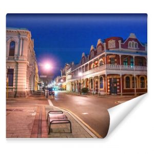 Fremantle, Australia - September 10, 2023: City streets and buildings at sunset