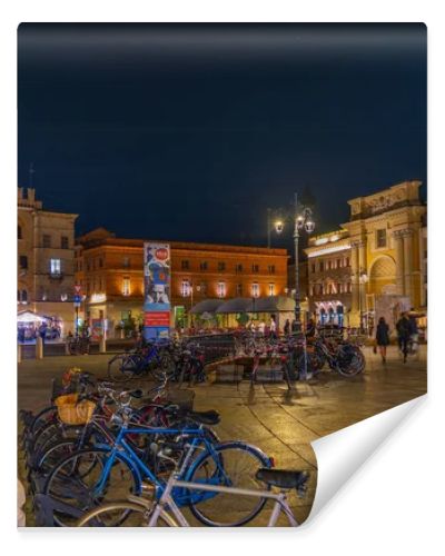 Parma, Italy, September 24, 2021: Sunset over Piazza Giuseppe Garibaldi in the center of Italian town Parma.