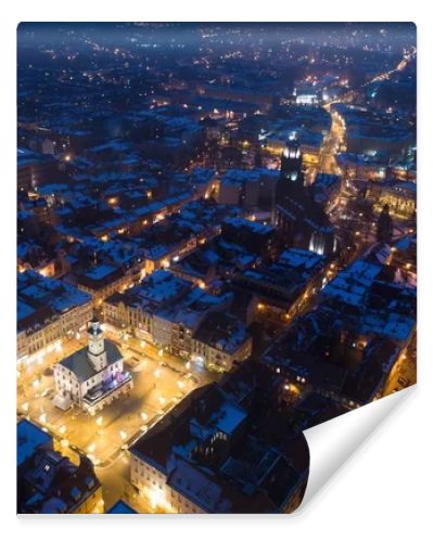 Aerial drone view on Gliwice old town and main square