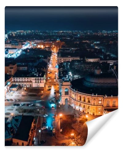 Night view of the opera house in Odessa