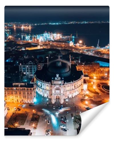 Night view of the opera house in Odessa