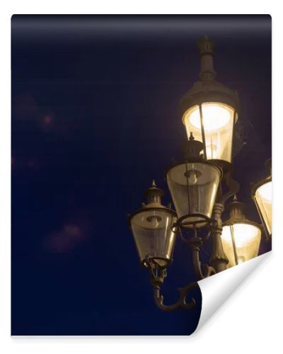 streetlamp on blue hour sunset sky on springtime holiday evening in south germany