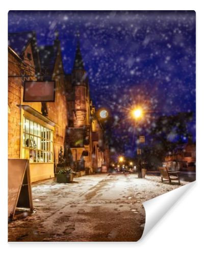 Broadway, Gloucestershire high street snowy scene