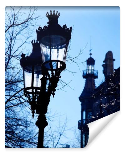 Barcelona Rambla Catalunya streetlights backligth