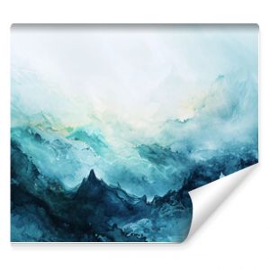 Dreamy Watercolor Wallpaper with an Abstract Landscape in Cool Tones 