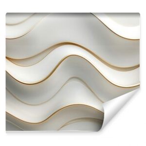 Modern abstract wallpaper with wavy, geometric patterns in gold and white tones.