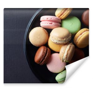 Plate of colorful macarons