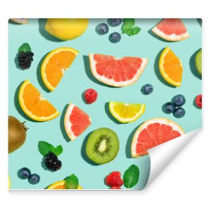 Collection of mixed fruits overhead view flat lay