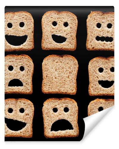 Bread slices with face expressions