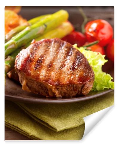 Grilled Beef Steak Meat with Vegetables