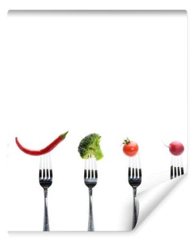 fresh vegetables on forks