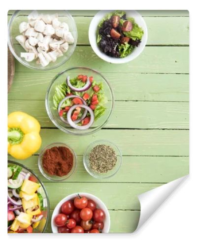 Fresh raw vegetables on table 