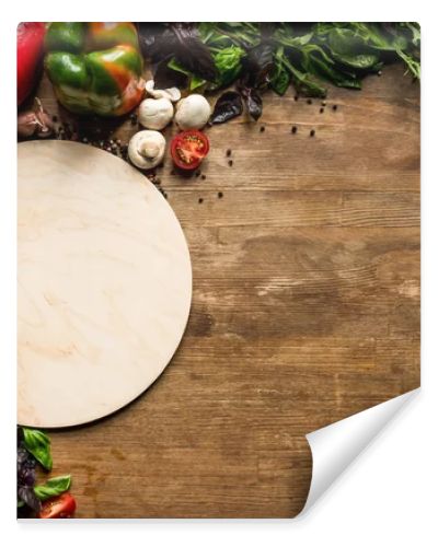 wooden board and ingredients