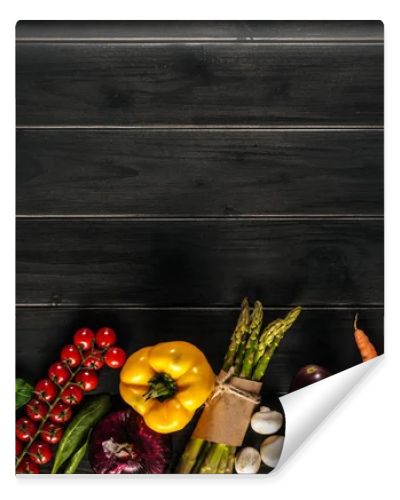 fresh vegetables lying in row