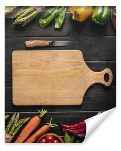 cutting board and fresh vegetables