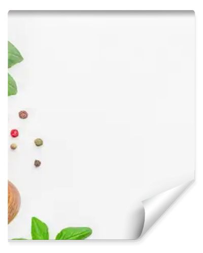 Composition with ingredients for cooking on table on a white background top view. copy space.