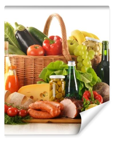 Composition with variety of grocery products