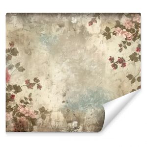 A vintage floral wallpaper background featuring delicate roses and leaves, perfect for antique shops, retro-style cafes, or creating a nostalgic atmosphere. Generative AI