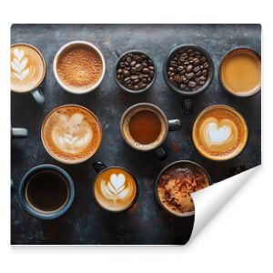 Coffee in a cup is placed on a wooden table.