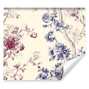 Toile De Jouy vintage floral pattern featuring delicate florals wildflowers and romantic motifs