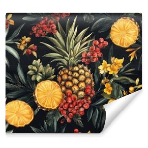 Pineapple design featuring fresh fruit halves in a repeating pattern