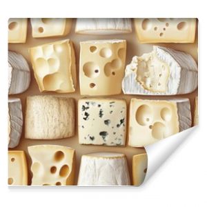 A seamless and playful cheese pattern featuring cheese holes and