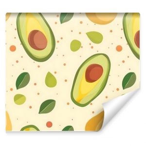 A colorful pattern featuring illustrated avocados and pears on a pastel background perfect for a vibrant design concept. 