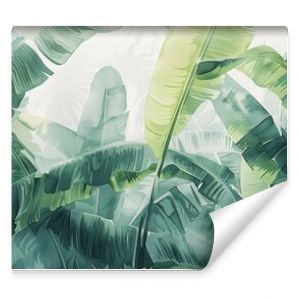 The room has large leaves art tropical pattern wallpaper